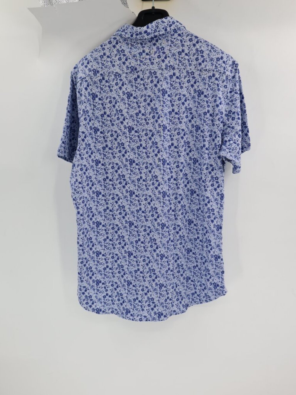 NWT TailorByrd Shirt Men's Medium Blue Floral Short Sleeve Button Up Cotton - Picture 8 of 12